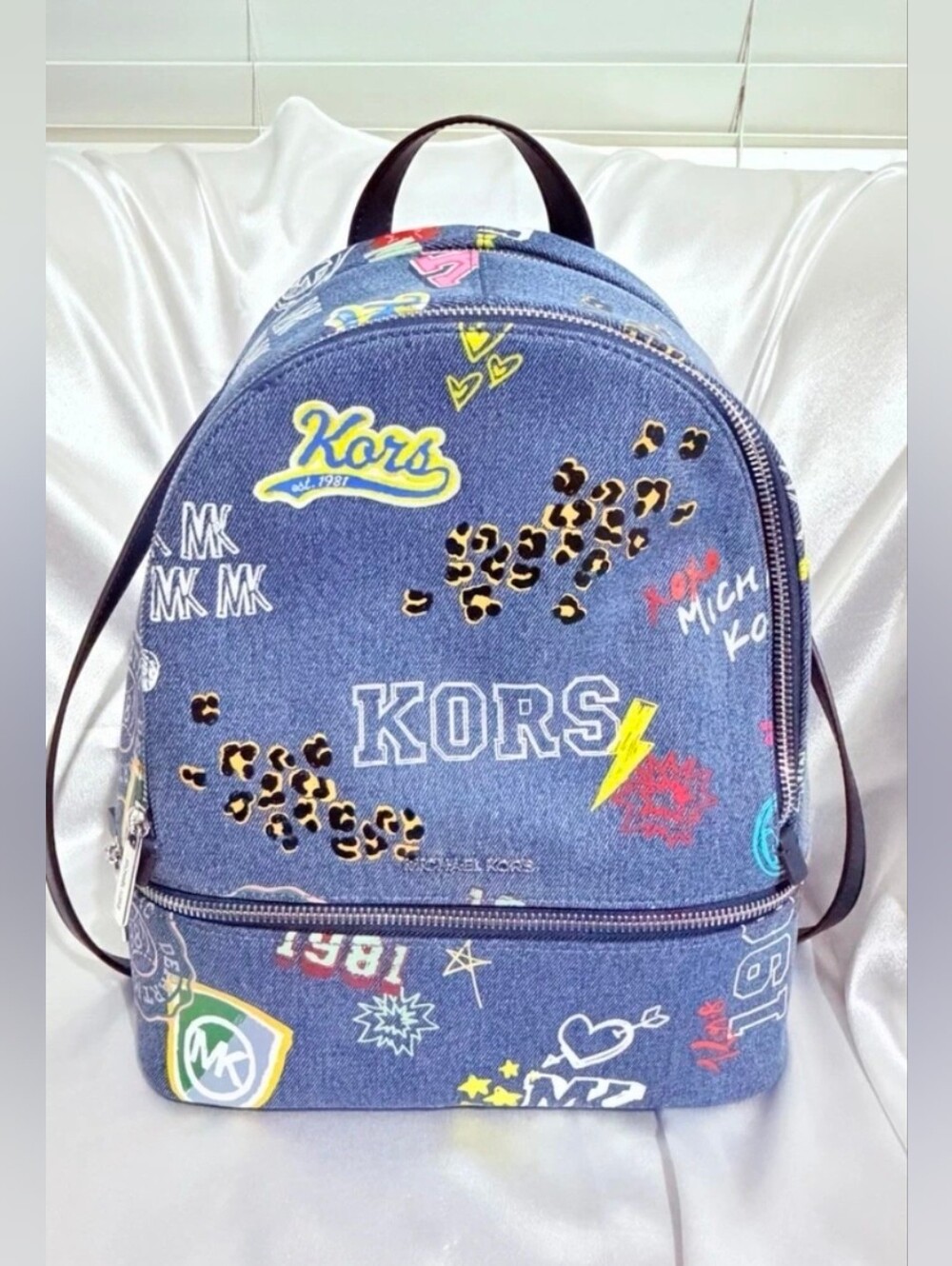 Michael Kors Rhea Denim Embellished Backpack